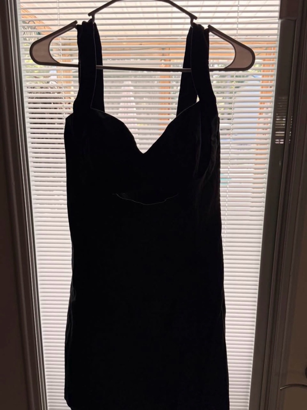 Zara Black Velvet Slip Dress with Sweetheart Neckline